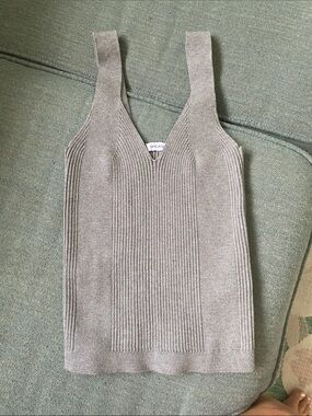 LASCANA Ribbed Knit Tank Top in Light Gray